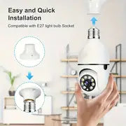 1pc Light Bulb Security Camera, E27 Connector, 360 Degree Pan/Tilt, WiFi Surveillance, Industrial Safety, Warning Alarm, Plastic, 110V/220V, No Battery Included