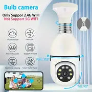 1pc Light Bulb Security Camera, E27 Connector, 360 Degree Pan/Tilt, WiFi Surveillance, Industrial Safety, Warning Alarm, Plastic, 110V/220V, No Battery Included